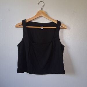 Old Navy Black Top Linen & Rayon Mix